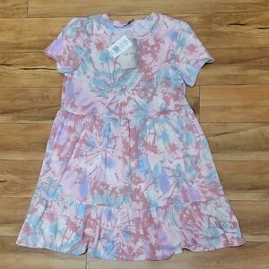 Lily Rose Size LARGE JR Pastel Tie-Dye Comfy Stretch Dress NEW